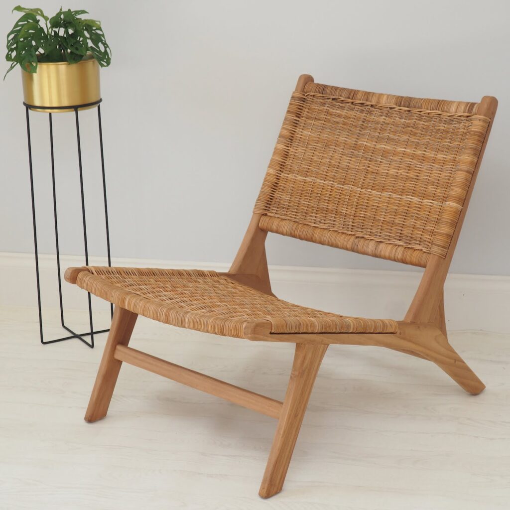 Teak and Rattan Lounger Chair - ZaZa Homes