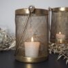 small textured brass mesh tealight candle holder