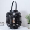 Natural Black Bamboo Hurricane Lantern Black