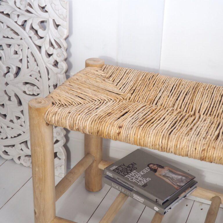 Wicker hallway storage bench with shelf ZaZa Homes
