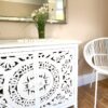 Carved White Bathroom Vanity Unit with Flower Vase