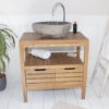 Wooden bathroom vanity unit with stone sink