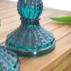 Green glass candle holder