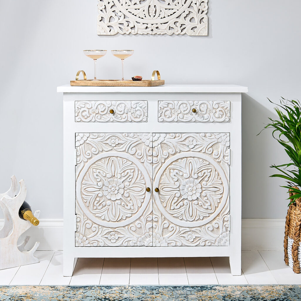 White carved wood sideboard discount