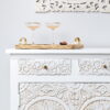 Carved Wood Sideboard - White with Drinks Tray