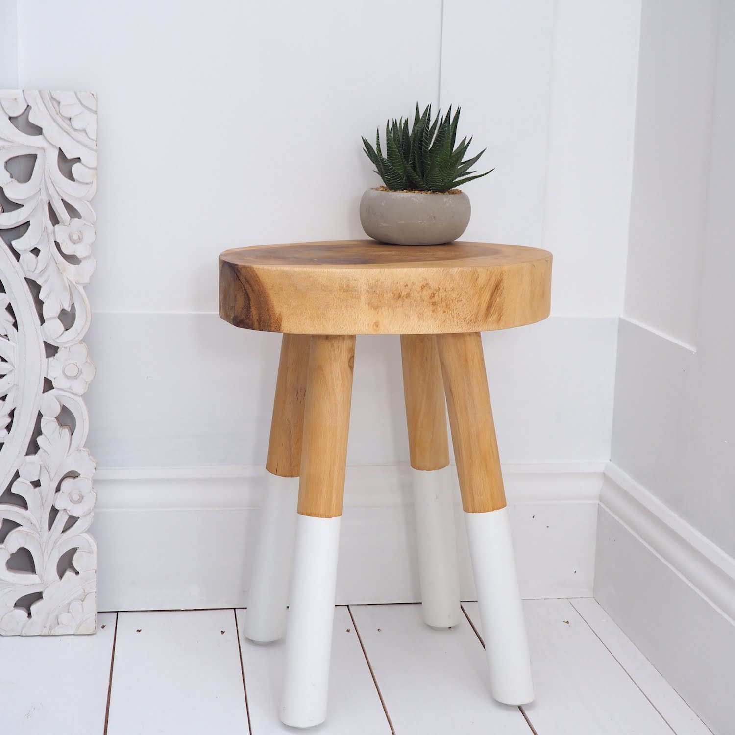 Organic Stool with Dipped White Legs - ZaZa Homes