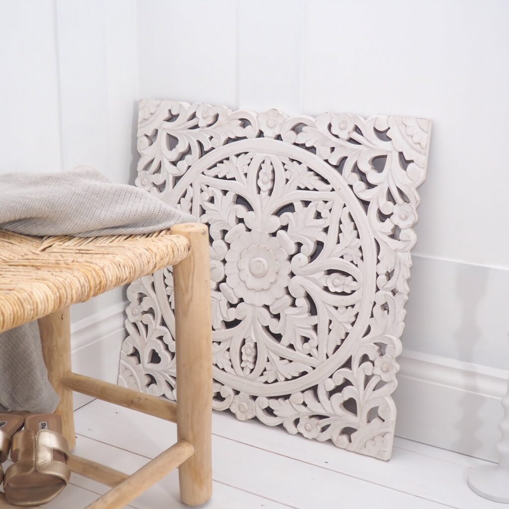 Hand Carved Wall Art White ZaZa Homes