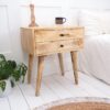 Two Drawer Bedside Table Natural Wood