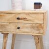 Bedside Table Natural Wood - Two Drawer