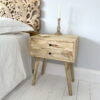 Bedside Table Natural Wood - Two Drawer next to bed