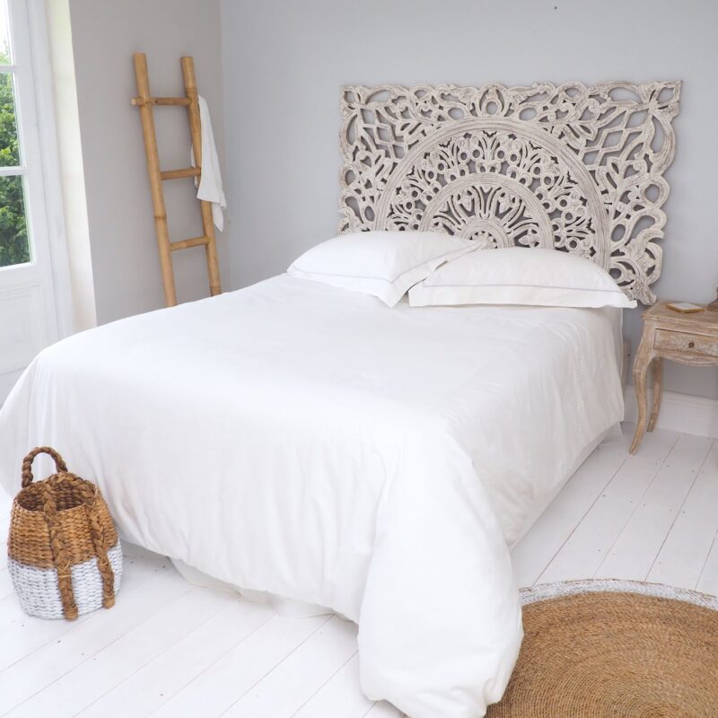 Carved Wooden Headboard White ZaZa Homes