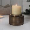 Glass chimney candle holder with brass base
