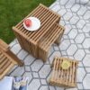 Teak Wood Garden Coffee Tables on Rug