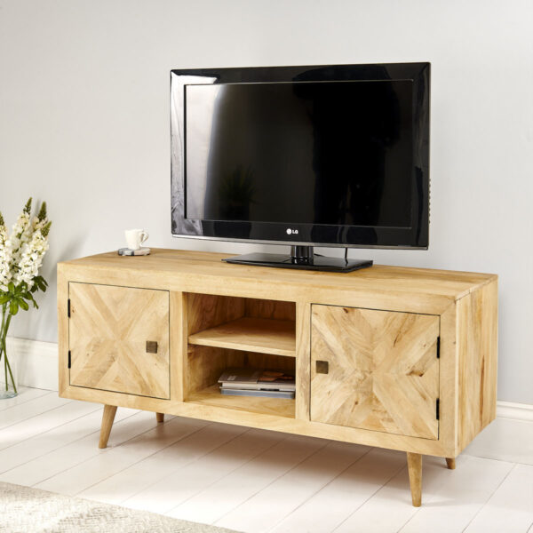 Parquet Mango wood TV Stand with TV