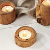 wooden tealight candle holders set 3