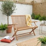 Folding Garden Bench with Arms Teak Wood
