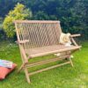 Folding Garden Bench with Arms Teak Wood