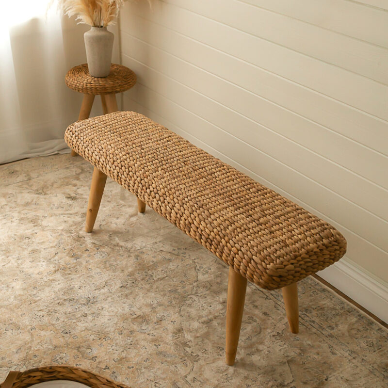 Wicker Bench With Shelf ZaZa Homes
