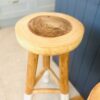 Single Rustic Wood Kitchen Stool with Dipped Legs