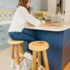 Rustic Wood Kitchen Stool with Dipped Legs at Breakfast Bar