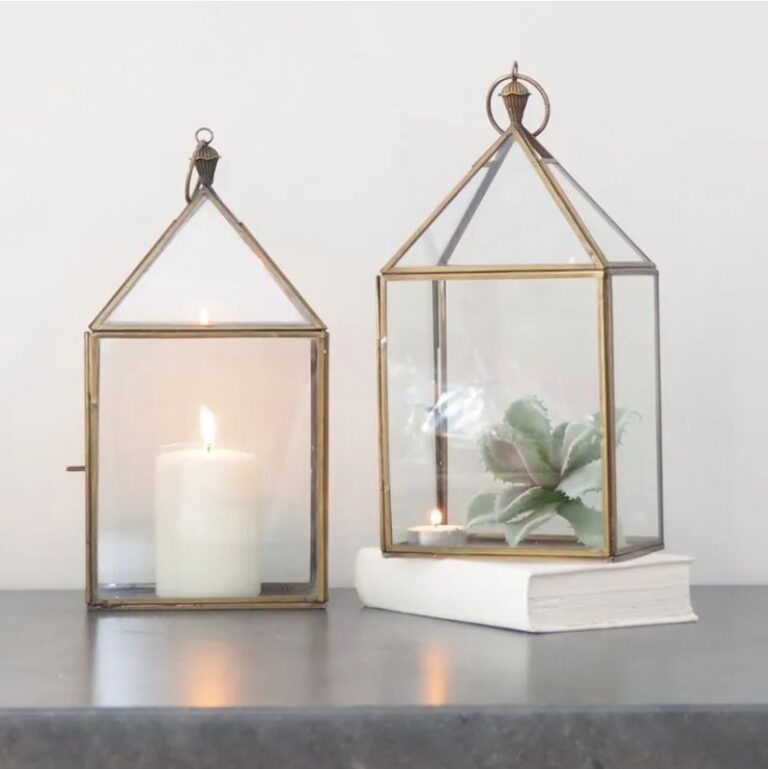 Brass Candle Lantern - ZaZa Homes