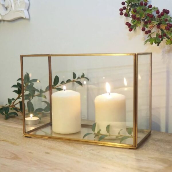 Buy Courtyard Gold Metal & Glass Hansa Candle Stand - Set of 2