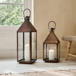 Antique Copper Candle Lantern Tall