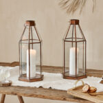 Hexagonal Brass Candle Lantern