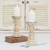 Small wood candle holder whitewash