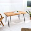 Tables - Rustic wooden coffee table with hairpin legs