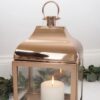 Small copper metal indoor lantern