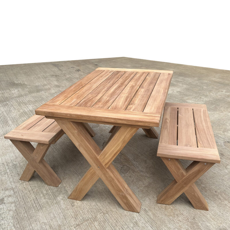 Wooden Garden Table and Bench Set ZaZa Homes