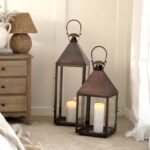 Antique Copper Candle Lantern Tall