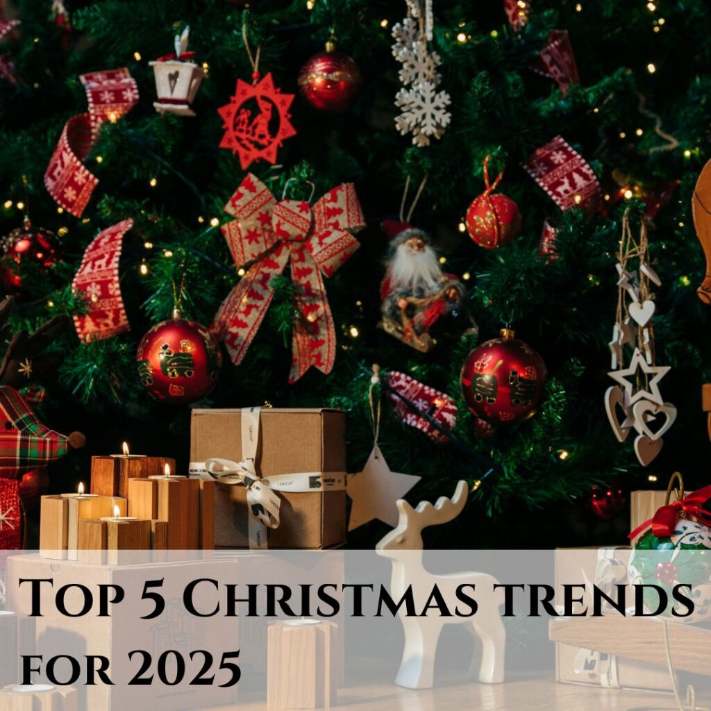 Top 5 Christmas trends for 2025 - Christmas tree with presents underneath. Decorations on the tree