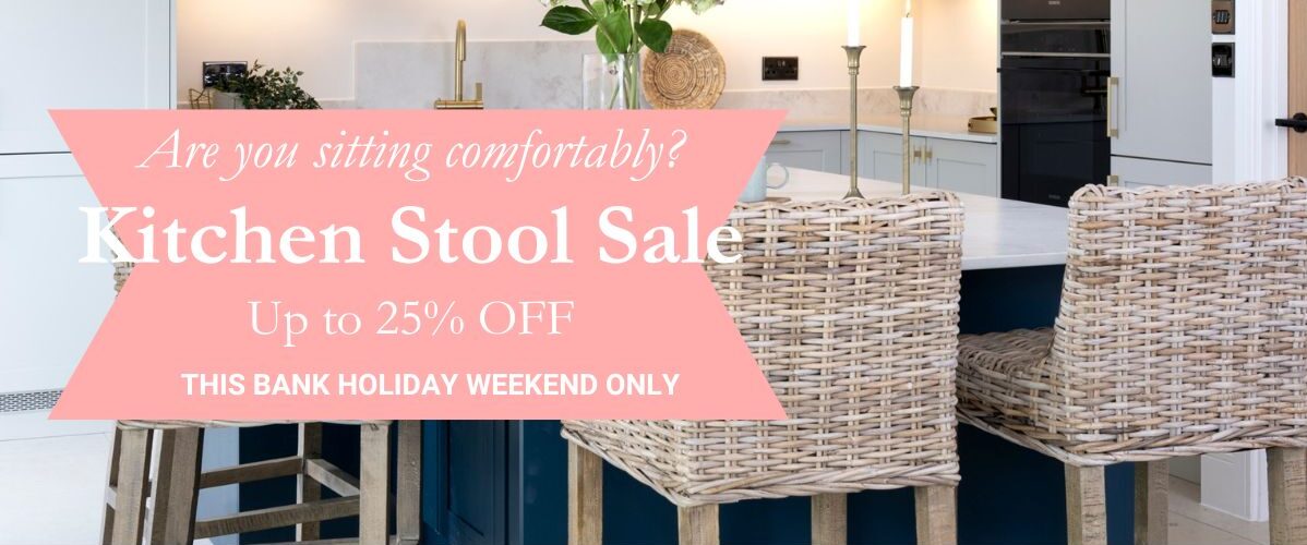 Wicker kitchen stools at island showing sale